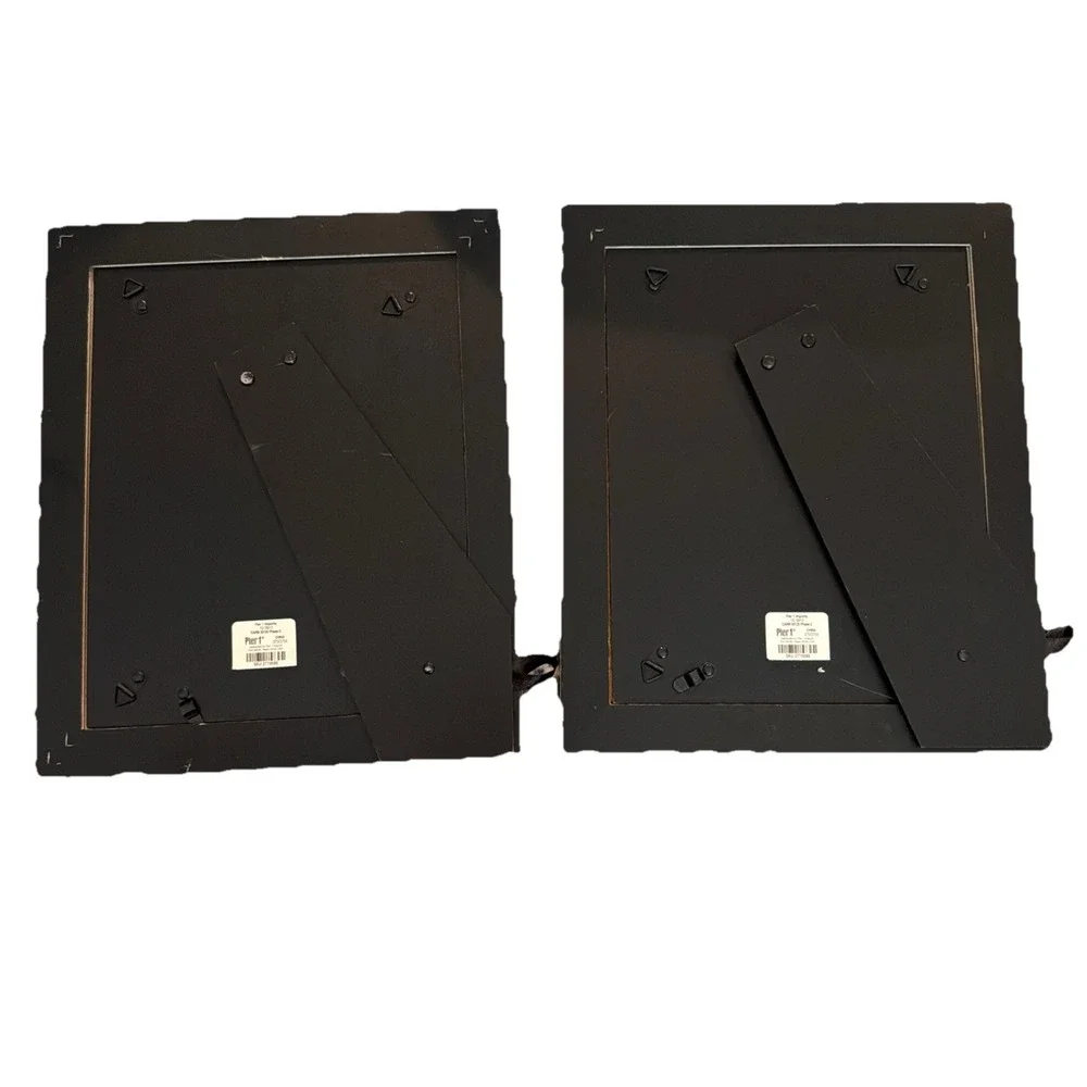 Set Of 2 Weathered Wooden Paisley Design Pier 1 Photo Frames 12x10 For 4x6 Photo